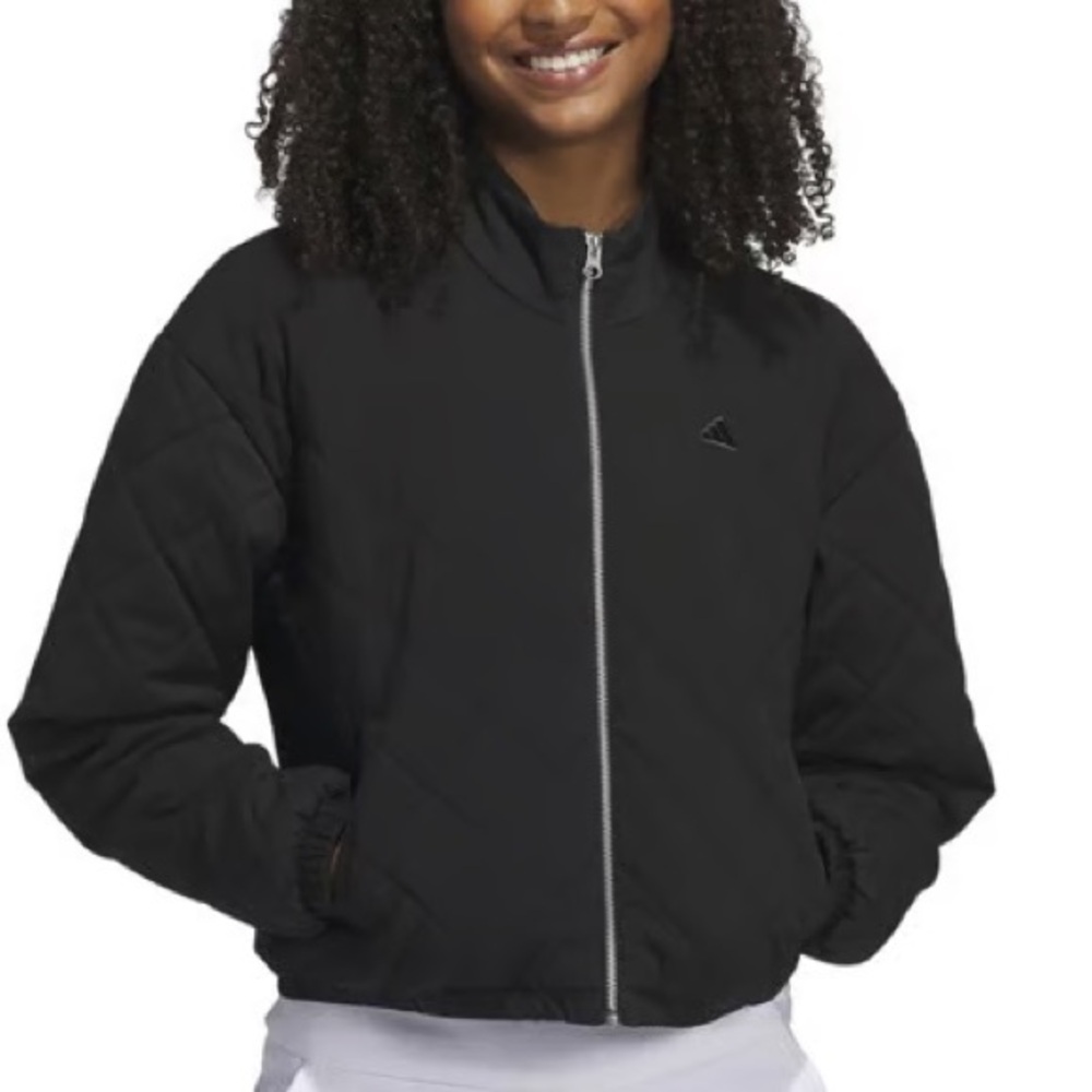 Adidas Women's Black Quilted Jacket Full‎ Zip Small NEW WITH TAGS
